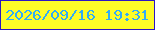 文字の大きさ：2、枠の色：2c15c3、背景の色：fefc26、文字の色：32acf5 無料ブログパーツのブログ時計