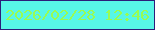 文字の大きさ：1、枠の色：2c1d7a、背景の色：57f6e7、文字の色：99fc51 無料ブログパーツのブログ時計
