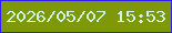 文字の大きさ：4、枠の色：2c22eb、背景の色：7e9808、文字の色：ccf5e0 無料ブログパーツのブログ時計