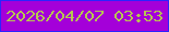 文字の大きさ：1、枠の色：2c23fd、背景の色：a400d9、文字の色：b7c650 無料ブログパーツのブログ時計