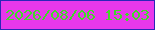 文字の大きさ：5、枠の色：2c26b8、背景の色：e838eb、文字の色：41d829 無料ブログパーツのブログ時計