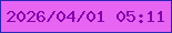 文字の大きさ：5、枠の色：2c27ba、背景の色：e865f3、文字の色：8201ae 無料ブログパーツのブログ時計
