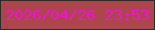 文字の大きさ：3、枠の色：2c2c29、背景の色：ac454c、文字の色：f012d5 無料ブログパーツのブログ時計
