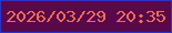 文字の大きさ：5、枠の色：2c33c7、背景の色：590949、文字の色：ee6c5e 無料ブログパーツのブログ時計