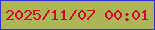 文字の大きさ：1、枠の色：2c33db、背景の色：aeb458、文字の色：d1062d 無料ブログパーツのブログ時計