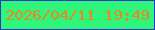 文字の大きさ：2、枠の色：2c36c8、背景の色：2ff67b、文字の色：e78728 無料ブログパーツのブログ時計