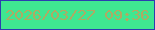 文字の大きさ：5、枠の色：2c3cb0、背景の色：3fe691、文字の色：afaa63 無料ブログパーツのブログ時計