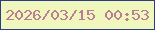 文字の大きさ：4、枠の色：2c3d85、背景の色：f0f7bd、文字の色：b97e95 無料ブログパーツのブログ時計