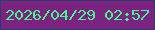 文字の大きさ：3、枠の色：2c3e6d、背景の色：7c2381、文字の色：43fa8b 無料ブログパーツのブログ時計