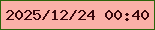 文字の大きさ：1、枠の色：2c640a、背景の色：fbb0a8、文字の色：38070c 無料ブログパーツのブログ時計