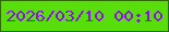 文字の大きさ：3、枠の色：2c6900、背景の色：58de0a、文字の色：8d10e8 無料ブログパーツのブログ時計