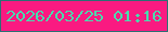 文字の大きさ：2、枠の色：2c6f74、背景の色：fa1a81、文字の色：49dbae 無料ブログパーツのブログ時計