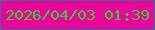 文字の大きさ：5、枠の色：2c7394、背景の色：ec039d、文字の色：37d230 無料ブログパーツのブログ時計