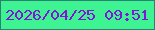 文字の大きさ：1、枠の色：2c8173、背景の色：3ef392、文字の色：8213d7 無料ブログパーツのブログ時計