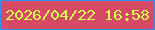 文字の大きさ：2、枠の色：2c90f7、背景の色：d74a65、文字の色：dbfb4f 無料ブログパーツのブログ時計