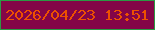 文字の大きさ：1、枠の色：2c9843、背景の色：840547、文字の色：ed5100 無料ブログパーツのブログ時計