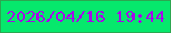 文字の大きさ：2、枠の色：2ca650、背景の色：06e86c、文字の色：a708ea 無料ブログパーツのブログ時計