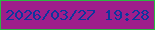 文字の大きさ：5、枠の色：2cb742、背景の色：9e1e8b、文字の色：0d369e 無料ブログパーツのブログ時計