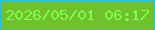 文字の大きさ：4、枠の色：2cbfd4、背景の色：6fc12e、文字の色：82fb49 無料ブログパーツのブログ時計