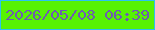 文字の大きさ：2、枠の色：2cc2f1、背景の色：57f204、文字の色：6e5cb1 無料ブログパーツのブログ時計