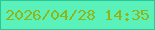 文字の大きさ：2、枠の色：2cc596、背景の色：5af2ba、文字の色：91b515 無料ブログパーツのブログ時計