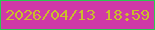 文字の大きさ：5、枠の色：2cc952、背景の色：d039a7、文字の色：cabe2b 無料ブログパーツのブログ時計