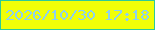 文字の大きさ：3、枠の色：2cca98、背景の色：f0ff07、文字の色：8dd1ef 無料ブログパーツのブログ時計