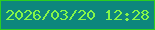 文字の大きさ：4、枠の色：2cce21、背景の色：0d877d、文字の色：84f649 無料ブログパーツのブログ時計