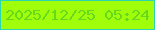 文字の大きさ：5、枠の色：2cd5b1、背景の色：a1fe0a、文字の色：67d91c 無料ブログパーツのブログ時計