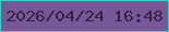文字の大きさ：4、枠の色：2cd7c4、背景の色：765797、文字の色：342444 無料ブログパーツのブログ時計