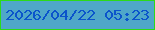 文字の大きさ：5、枠の色：2cda19、背景の色：4fa7c9、文字の色：0b54cb 無料ブログパーツのブログ時計