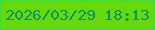 文字の大きさ：2、枠の色：2ce051、背景の色：67d909、文字の色：059573 無料ブログパーツのブログ時計
