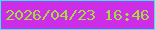 文字の大きさ：2、枠の色：2cedfe、背景の色：ce2de8、文字の色：a4db43 無料ブログパーツのブログ時計
