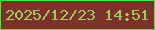 文字の大きさ：1、枠の色：2cfa2b、背景の色：7c312a、文字の色：9bce5b 無料ブログパーツのブログ時計