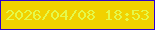 文字の大きさ：5、枠の色：2d00cf、背景の色：f1d100、文字の色：e5f84b 無料ブログパーツのブログ時計