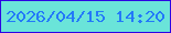 文字の大きさ：4、枠の色：2d01e4、背景の色：6ae4d9、文字の色：2379f9 無料ブログパーツのブログ時計