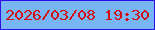 文字の大きさ：2、枠の色：2d0fe7、背景の色：77b5f5、文字の色：d21014 無料ブログパーツのブログ時計