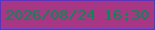 文字の大きさ：4、枠の色：2d3efc、背景の色：a73684、文字の色：078952 無料ブログパーツのブログ時計