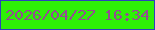 文字の大きさ：2、枠の色：2d41bd、背景の色：2ef007、文字の色：944c92 無料ブログパーツのブログ時計