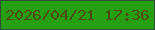 文字の大きさ：1、枠の色：2d4d35、背景の色：269f15、文字の色：484c0e 無料ブログパーツのブログ時計