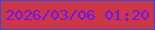 文字の大きさ：5、枠の色：2d4ee3、背景の色：cd3644、文字の色：6515fd 無料ブログパーツのブログ時計