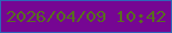 文字の大きさ：5、枠の色：2d66b8、背景の色：760693、文字の色：586e1f 無料ブログパーツのブログ時計