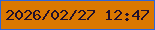 文字の大きさ：5、枠の色：2d66db、背景の色：da7801、文字の色：210f2b 無料ブログパーツのブログ時計