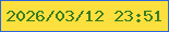 文字の大きさ：5、枠の色：2d66dd、背景の色：fde03d、文字の色：3a7c1f 無料ブログパーツのブログ時計