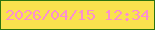 文字の大きさ：1、枠の色：2d730f、背景の色：f9e24e、文字の色：fb8fcf 無料ブログパーツのブログ時計