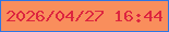文字の大きさ：3、枠の色：2d75e4、背景の色：f98e5c、文字の色：dd263f 無料ブログパーツのブログ時計
