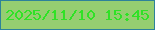 文字の大きさ：4、枠の色：2d829a、背景の色：95ce71、文字の色：2fe226 無料ブログパーツのブログ時計