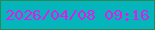 文字の大きさ：2、枠の色：2d8854、背景の色：04b6bb、文字の色：e119eb 無料ブログパーツのブログ時計