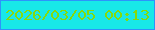文字の大きさ：4、枠の色：2d93fb、背景の色：18e8e8、文字の色：85da0c 無料ブログパーツのブログ時計