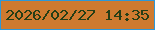 文字の大きさ：2、枠の色：2d98d8、背景の色：ce7a30、文字の色：253e16 無料ブログパーツのブログ時計